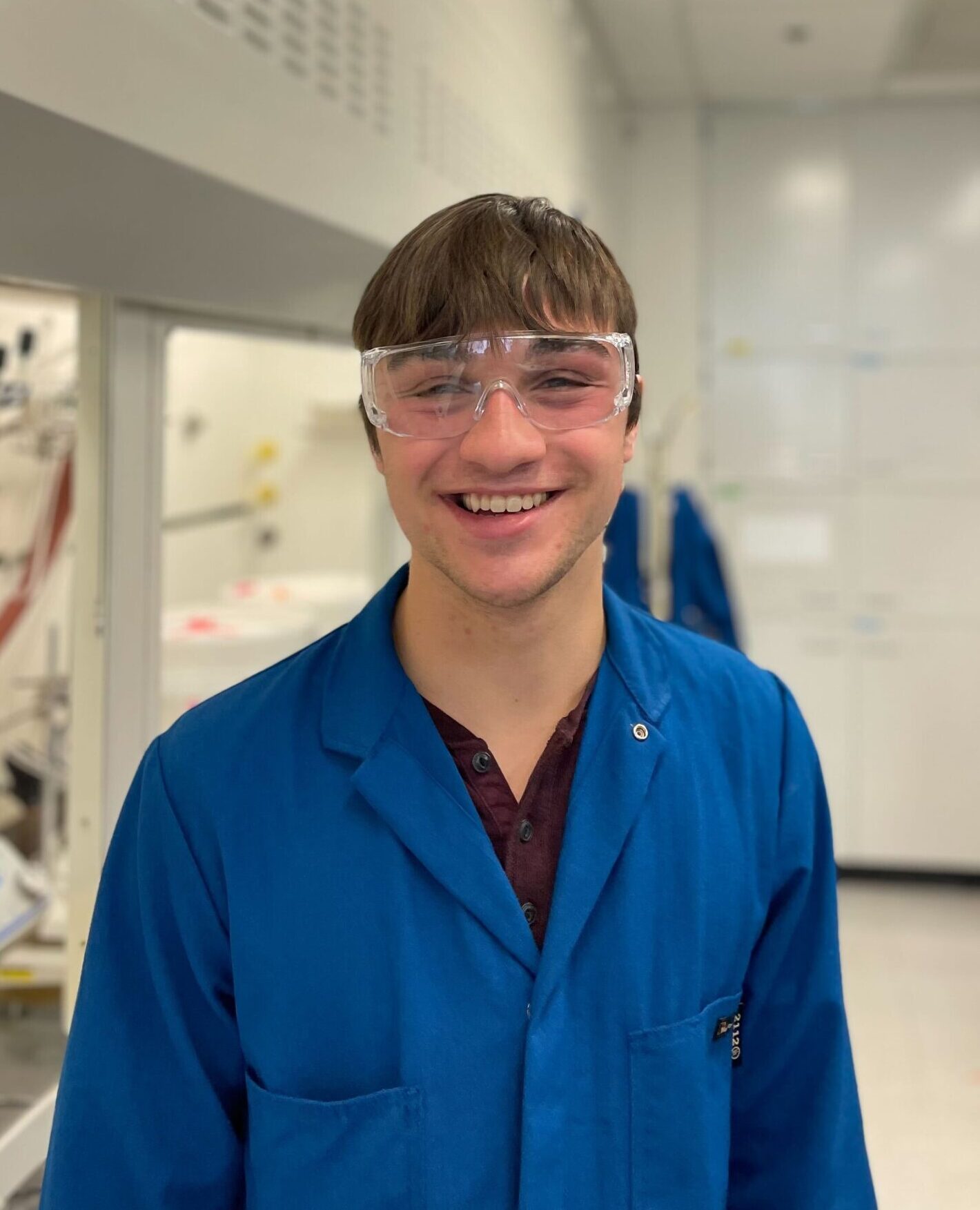 A student in his lab gear